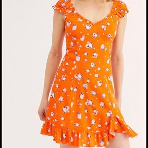 Free People Like a Lady Orange Printed Mini Dress Women Size: Small